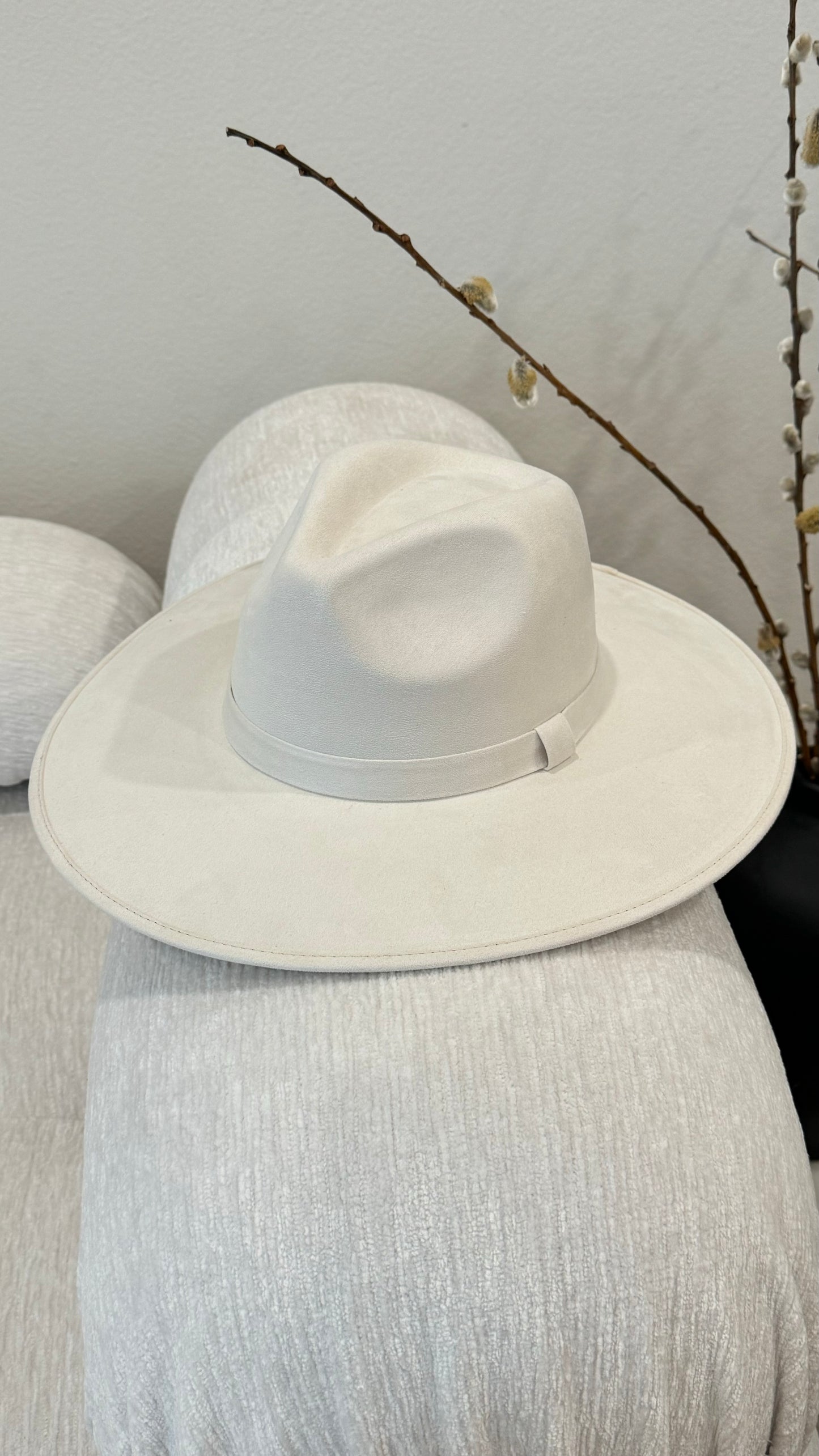 Suede Fedora in Ivory