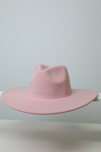 Felt Fedora - Pinch Narrow Crown - Pink