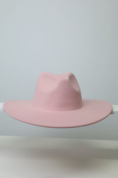 Felt Fedora - Pinch Narrow Crown - Pink