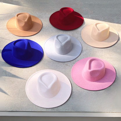 Felt Fedora Hats - Pinch Wide Crown