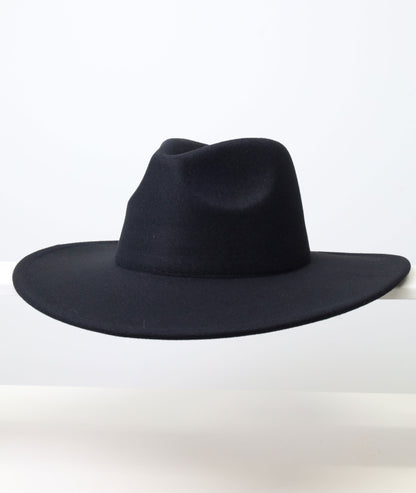 Felt Fedora - Pinch Narrow Crown - Black