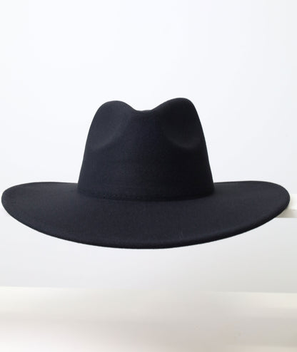 Felt Fedora - Pinch Narrow Crown - Black