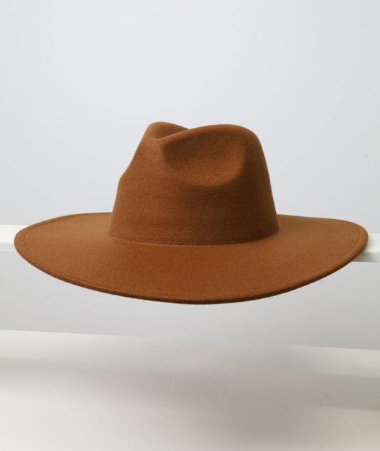 Felt Fedora - Pinch Narrow Crown - Brown