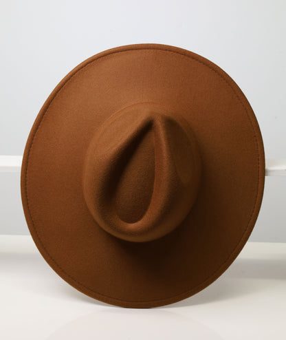 Felt Fedora - Pinch Narrow Crown - Brown