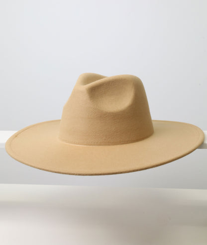 Felt Fedora - Pinch Narrow Crown - Camel