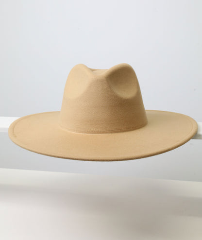 Felt Fedora - Pinch Narrow Crown - Camel