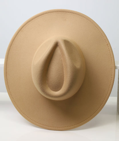 Felt Fedora - Pinch Narrow Crown - Camel