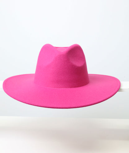 Felt Fedora - Pinch Narrow Crown - Fuchsia