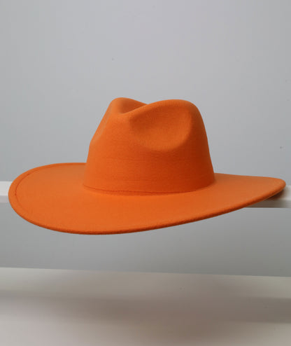 Felt Fedora - Pinch Narrow Crown - Orange