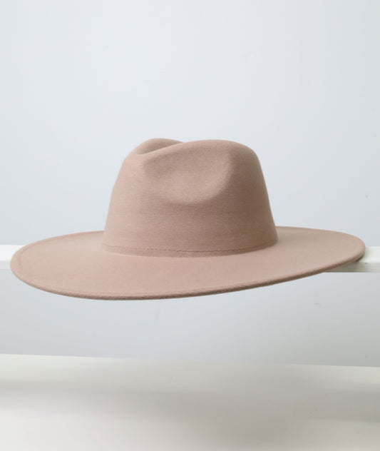 Felt Fedora - Pinch Narrow Crown - Taupe