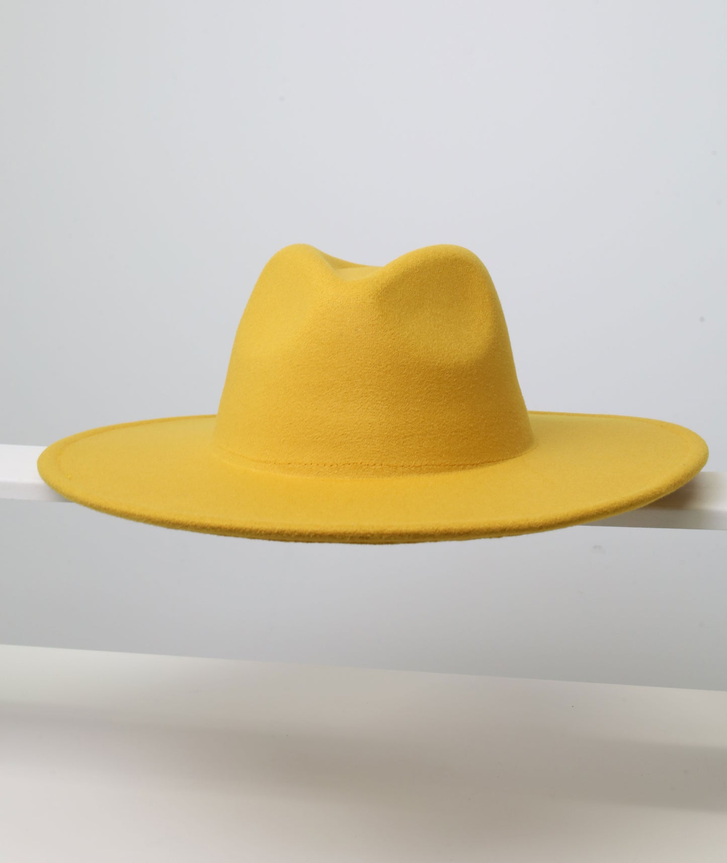 Felt Fedora - Pinch Narrow Crown - Yellow