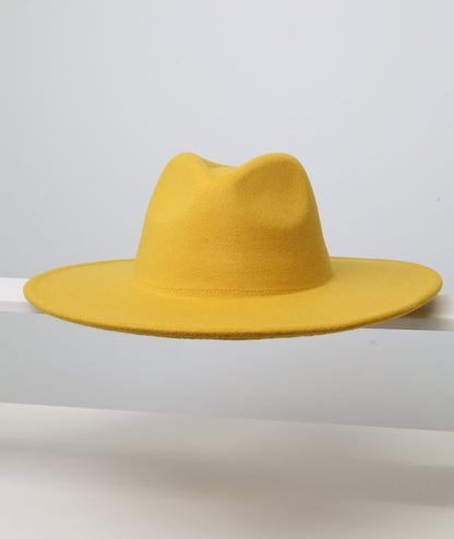 Felt Fedora - Pinch Narrow Crown - Yellow