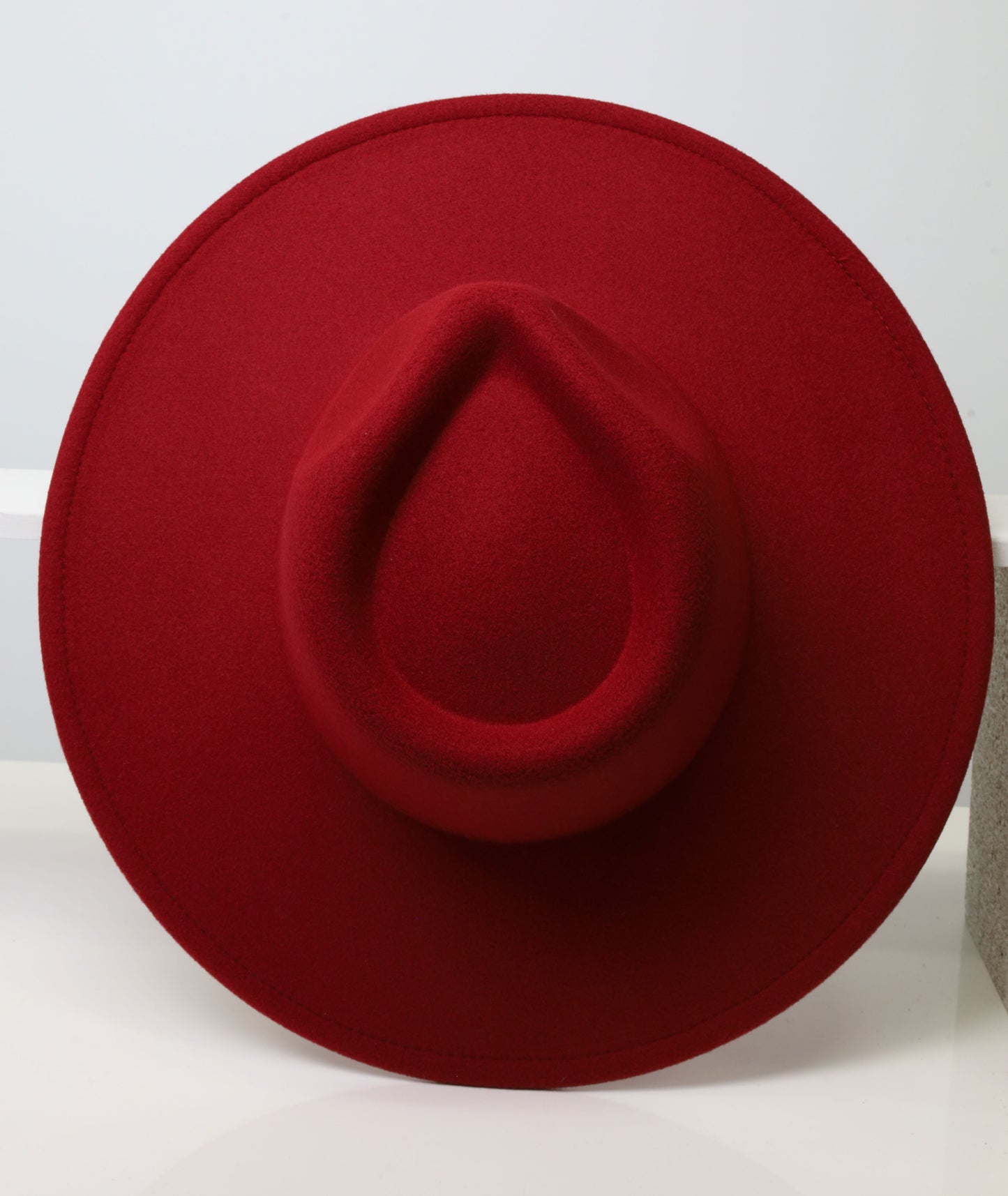 Felt Fedora - Pinch Wide Crown - Red