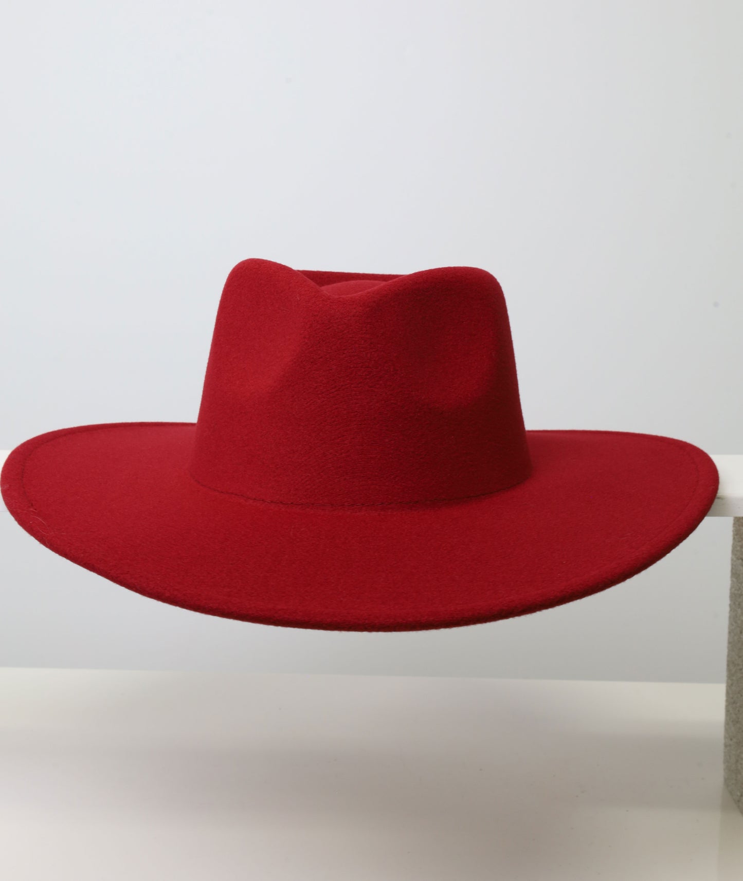 Felt Fedora - Pinch Wide Crown - Red