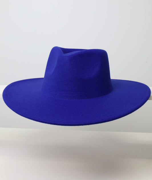 Felt Fedora - Pinch Wide Crown - Blue