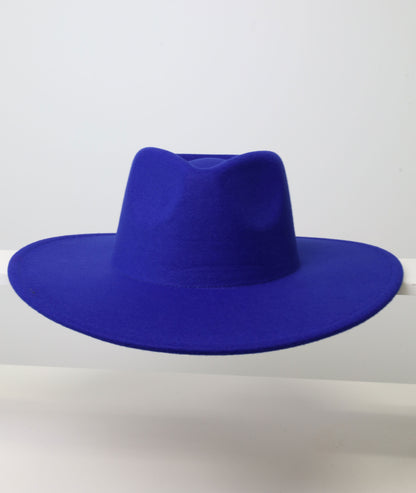 Felt Fedora - Pinch Wide Crown - Blue