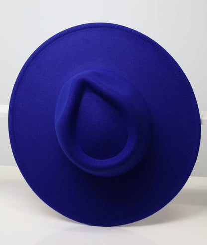 Felt Fedora - Pinch Wide Crown - Blue