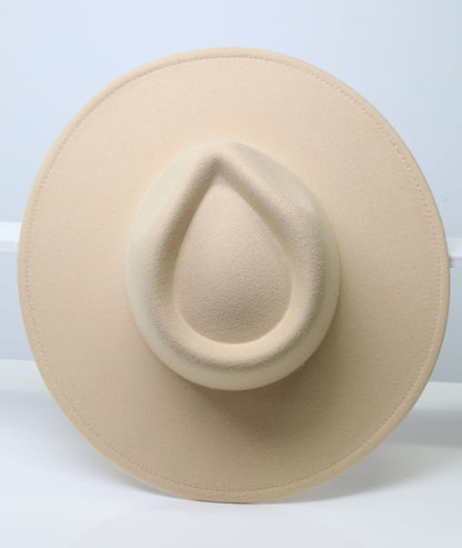 Felt Fedora - Pinch Wide Crown - Cream