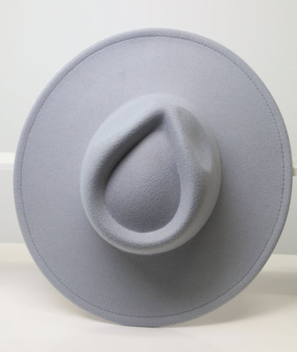 Felt Fedora - Pinch Wide Crown - Grey